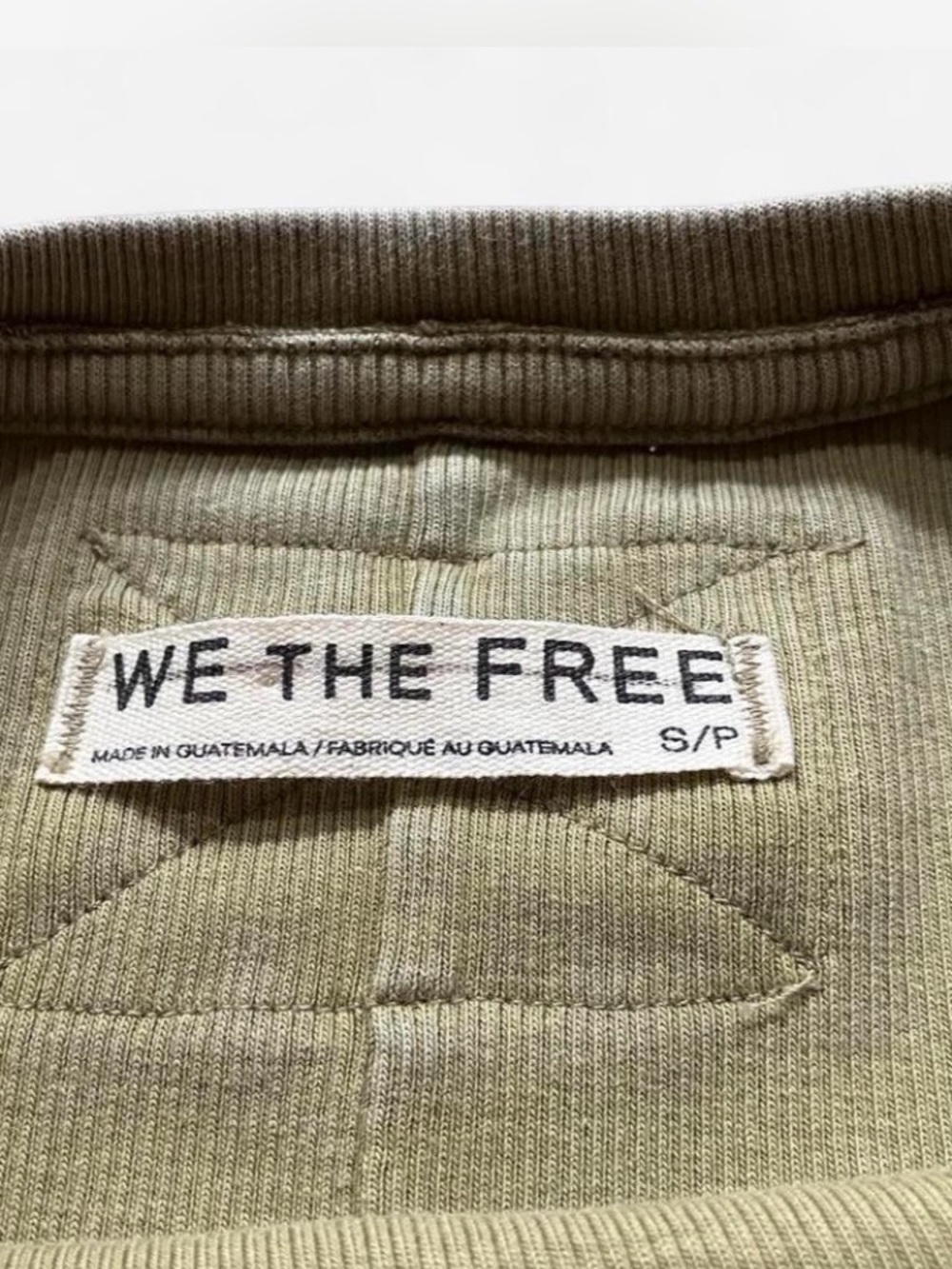 Free People We The Free Olive Ribbed Baby Tee size S - Picture 3 of 4